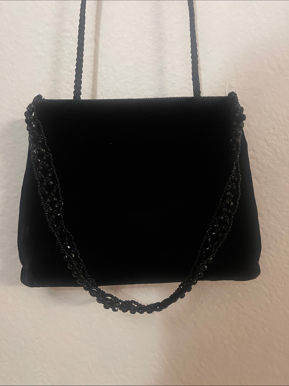 La Regaie VELVET EVENING BAG purse/clutch/beaded strap/glittery wallet